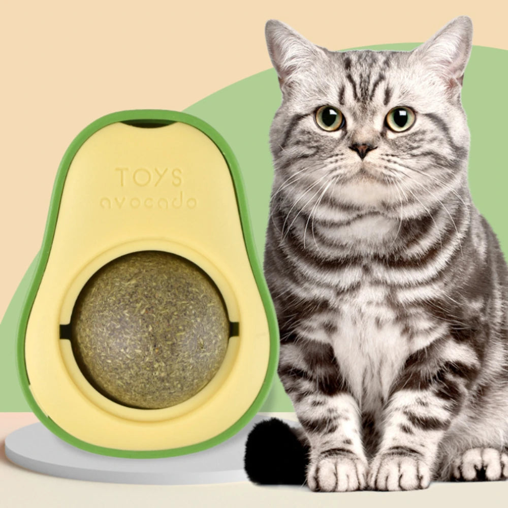 Natural Catnip Healthy Rotatable Wall Stick-on Ball Cats Teeth Cleaning Catnip Ball Toys cat Catnip Scratching Supplies